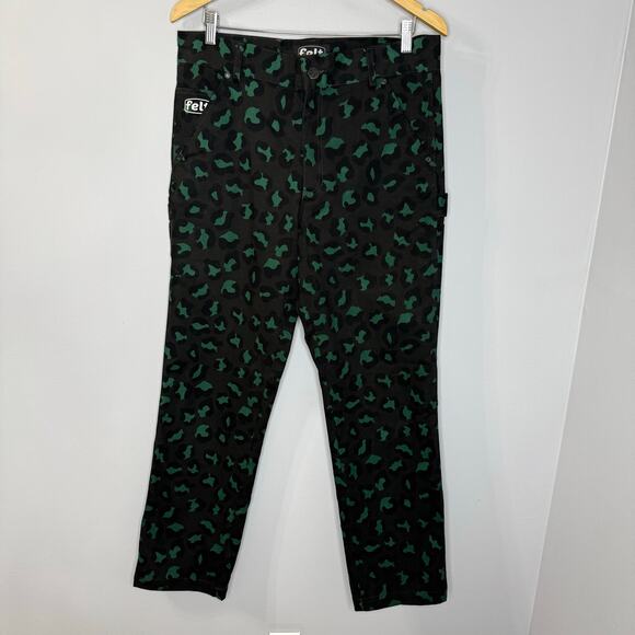Felt Garden Pant Dark Leopard Cotton Canvas Relax Fit Men's 32 - Picture 2 of 7